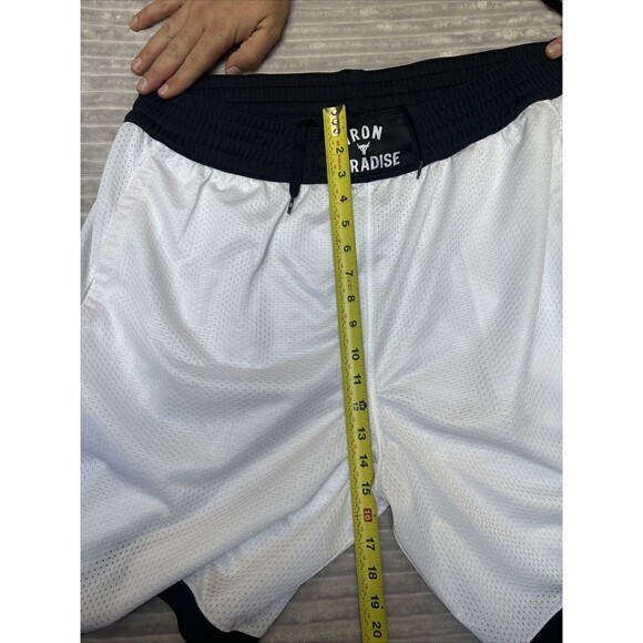 Under Armour Project Rock Iron Paradise White Black Mesh Men’s Shorts ~No Sz Tag - Picture 14 of 16